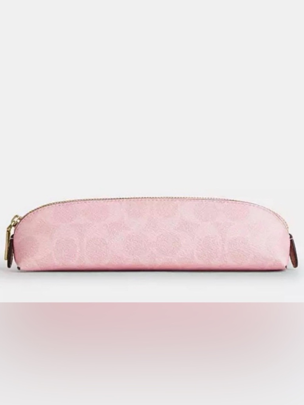 Coach Powder Pink/Gold Pencil Case In Signature Canvas